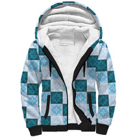 Cyan Manta Ray Hawaiian Quilt Motif Sherpa Hoodie LT05 Unisex Blue - Polynesian Pride