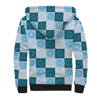 Cyan Manta Ray Hawaiian Quilt Motif Sherpa Hoodie LT05 - Polynesian Pride