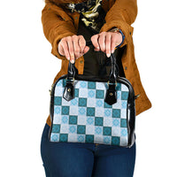 Cyan Manta Ray Hawaiian Quilt Motif Shoulder Handbag LT05 One Size Blue - Polynesian Pride