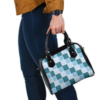 Cyan Manta Ray Hawaiian Quilt Motif Shoulder Handbag LT05 - Polynesian Pride
