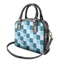 Cyan Manta Ray Hawaiian Quilt Motif Shoulder Handbag LT05 - Polynesian Pride