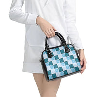 Cyan Manta Ray Hawaiian Quilt Motif Shoulder Handbag LT05 - Polynesian Pride