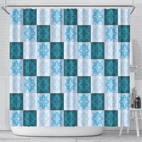 Cyan Manta Ray Hawaiian Quilt Motif Shower Curtain LT05 - Polynesian Pride
