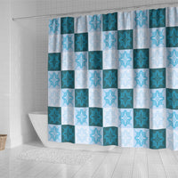 Cyan Manta Ray Hawaiian Quilt Motif Shower Curtain LT05 - Polynesian Pride