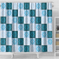 Cyan Manta Ray Hawaiian Quilt Motif Shower Curtain LT05 - Polynesian Pride