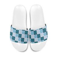 Cyan Manta Ray Hawaiian Quilt Motif Slide Sandals LT05 Blue - Polynesian Pride