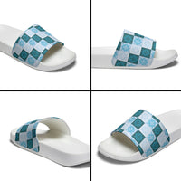 Cyan Manta Ray Hawaiian Quilt Motif Slide Sandals LT05 - Polynesian Pride