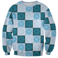 Cyan Manta Ray Hawaiian Quilt Motif Sweatshirt LT05 Unisex Blue - Polynesian Pride
