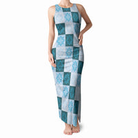 Cyan Manta Ray Hawaiian Quilt Motif Tank Maxi Dress LT05 Women Blue - Polynesian Pride