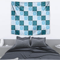 Cyan Manta Ray Hawaiian Quilt Motif Tapestry LT05 - Polynesian Pride