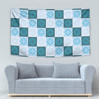 Cyan Manta Ray Hawaiian Quilt Motif Tapestry LT05 - Polynesian Pride