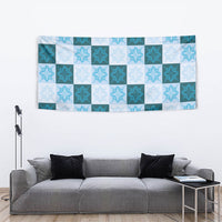 Cyan Manta Ray Hawaiian Quilt Motif Tapestry LT05 - Polynesian Pride