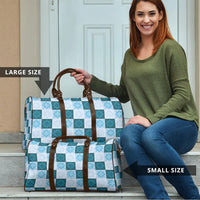 Cyan Manta Ray Hawaiian Quilt Motif Travel Bag LT05 - Polynesian Pride
