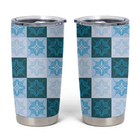 Cyan Manta Ray Hawaiian Quilt Motif Tumbler Cup LT05 Blue - Polynesian Pride