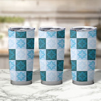 Cyan Manta Ray Hawaiian Quilt Motif Tumbler Cup LT05 - Polynesian Pride