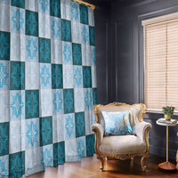Cyan Manta Ray Hawaiian Quilt Motif Window Curtain LT05 - Polynesian Pride