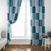 Cyan Manta Ray Hawaiian Quilt Motif Window Curtain LT05 - Polynesian Pride