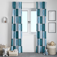 Cyan Manta Ray Hawaiian Quilt Motif Window Curtain LT05 - Polynesian Pride