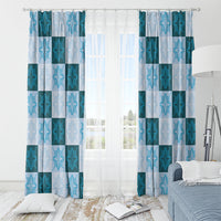 Cyan Manta Ray Hawaiian Quilt Motif Window Curtain LT05 - Polynesian Pride