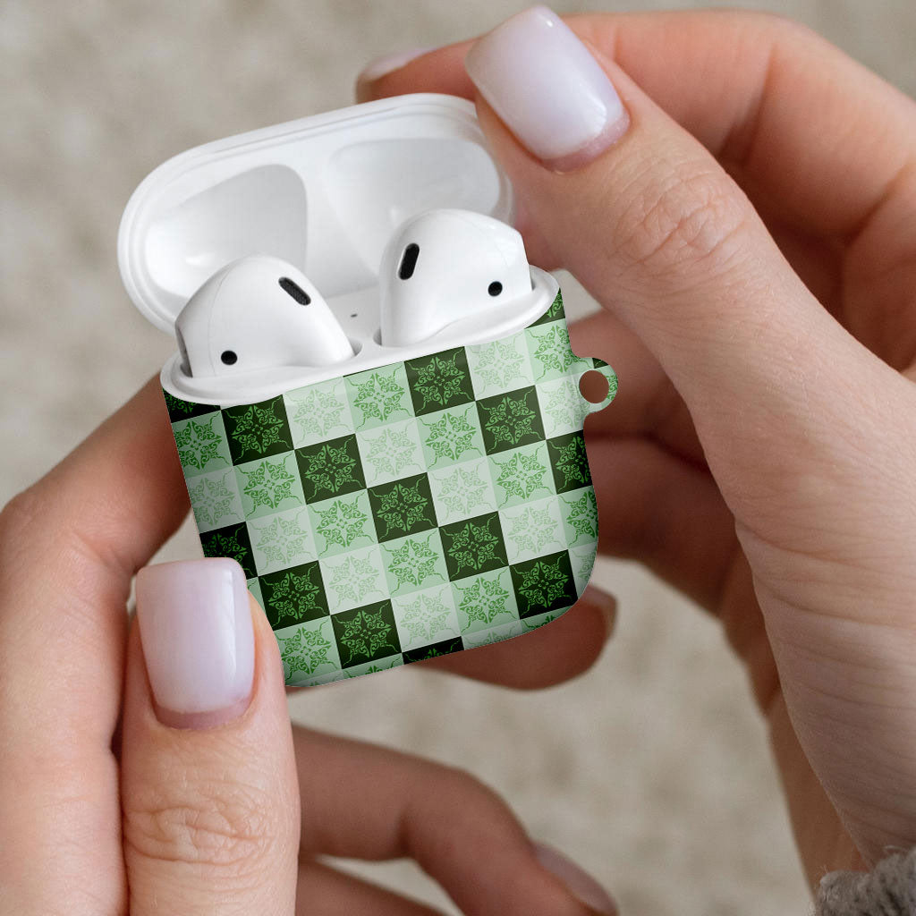 Sage Green Manta Ray Hawaiian Quilt Motif AirPods Case LT05 - Polynesian Pride