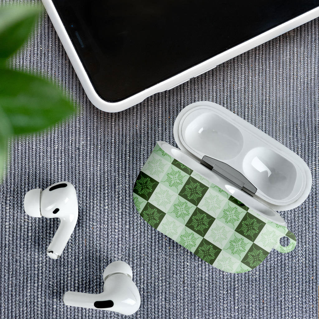 Sage Green Manta Ray Hawaiian Quilt Motif AirPods Case LT05 - Polynesian Pride