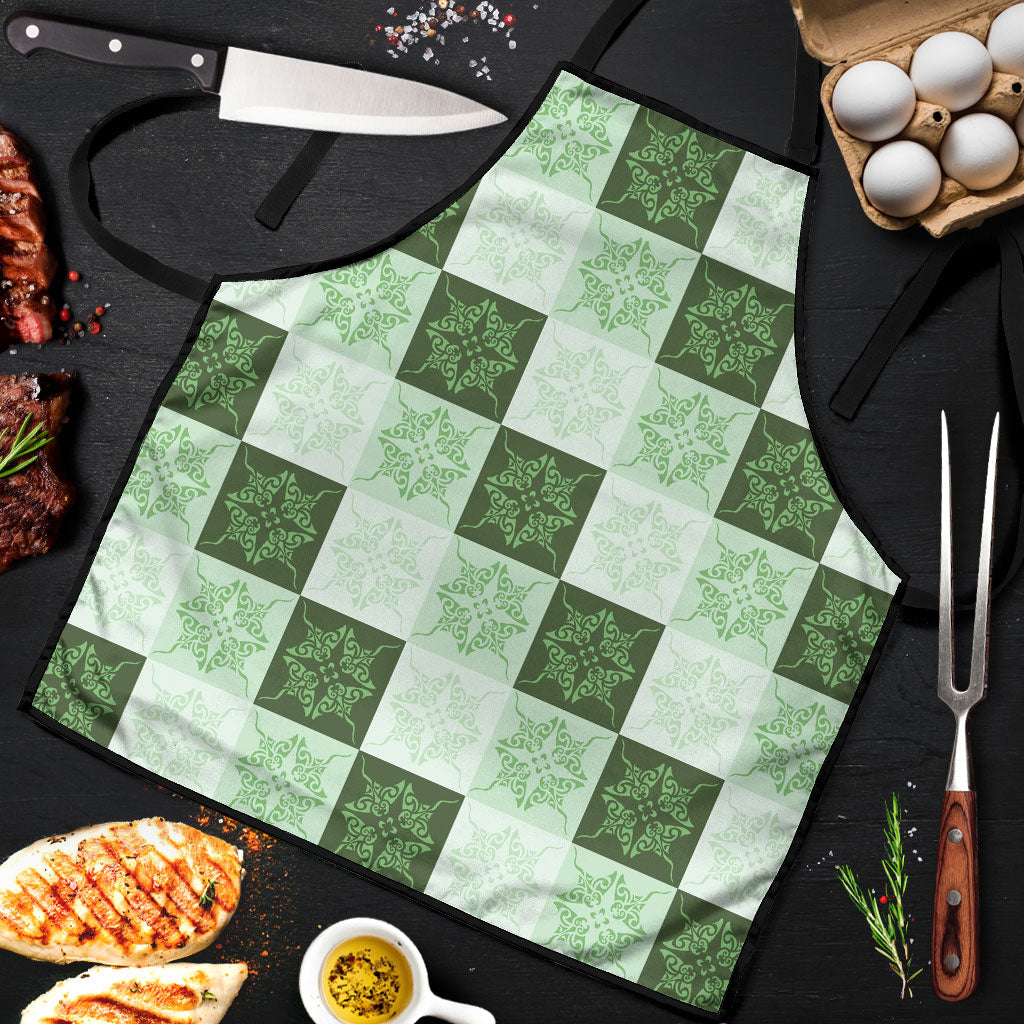 Sage Green Manta Ray Hawaiian Quilt Motif Apron LT05 Green - Polynesian Pride