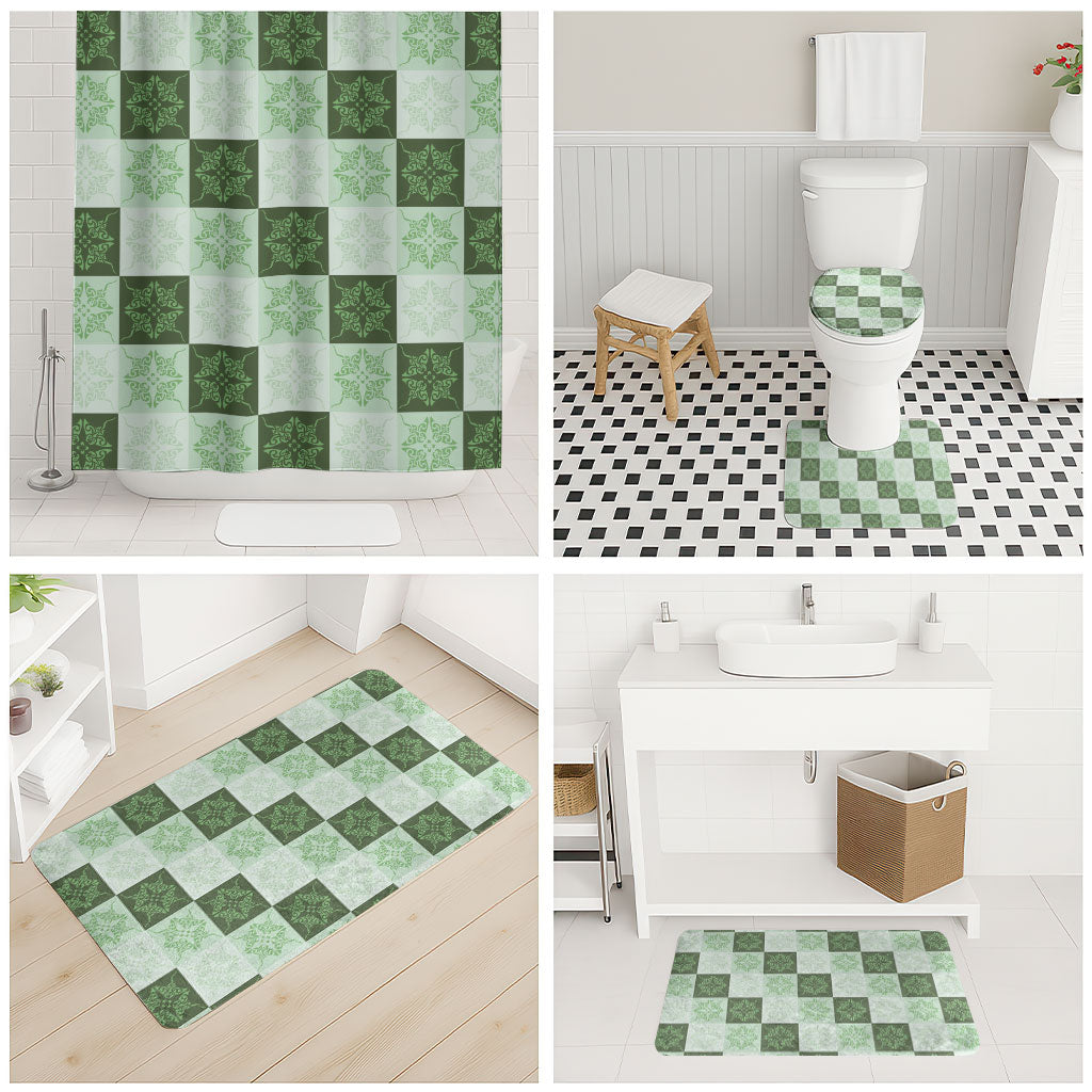 Sage Green Manta Ray Hawaiian Quilt Motif Bathroom Set LT05 - Polynesian Pride