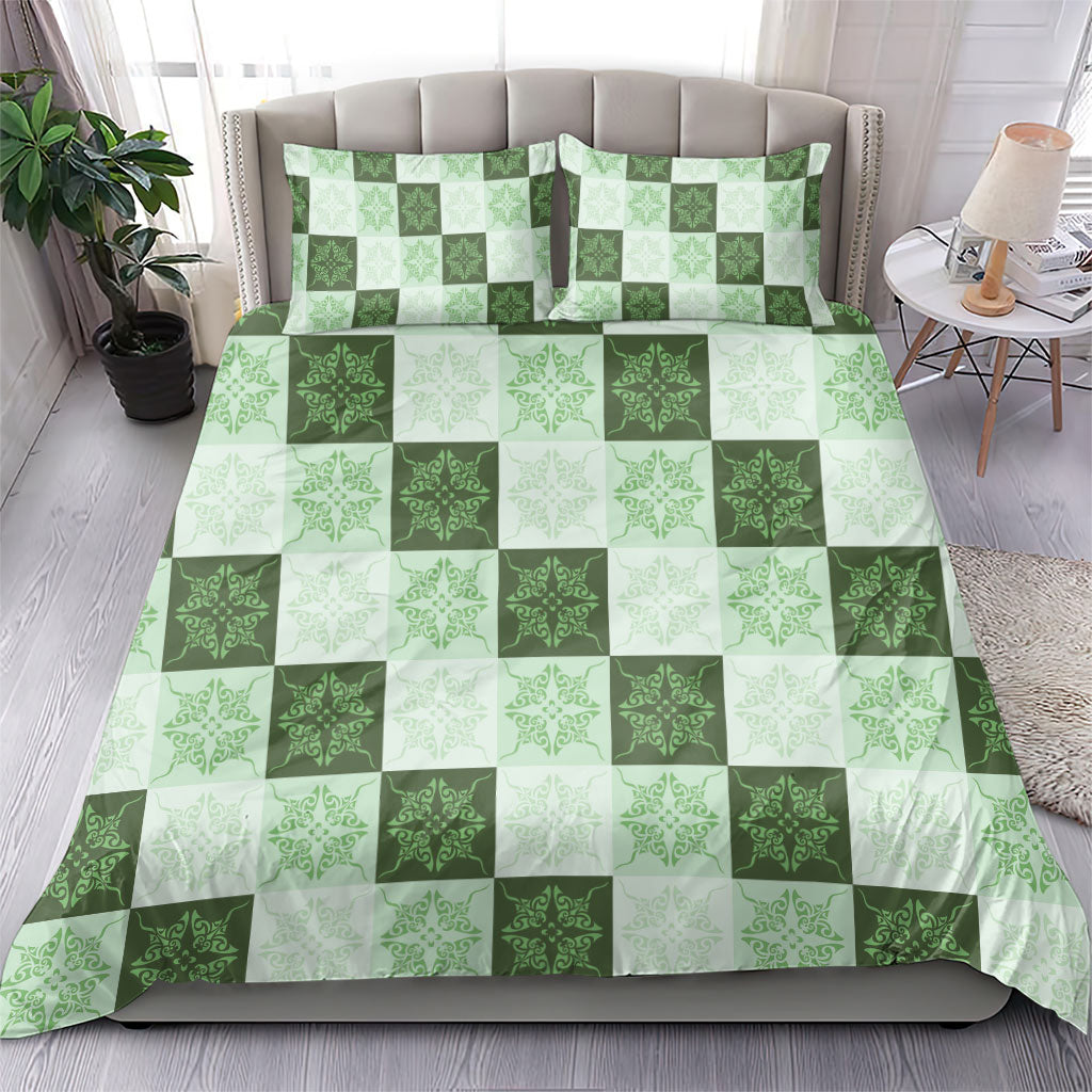 Sage Green Manta Ray Hawaiian Quilt Motif Bedding Set LT05 - Polynesian Pride