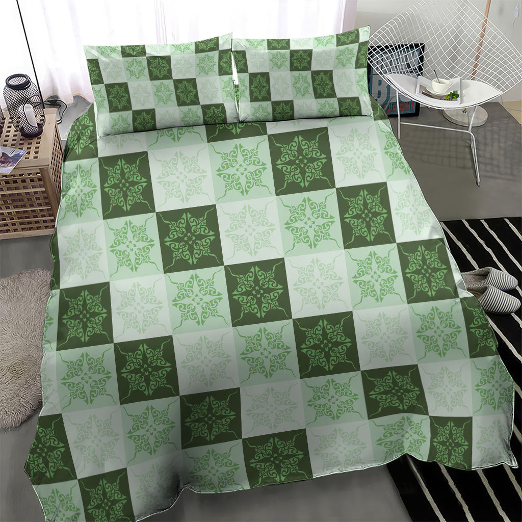 Sage Green Manta Ray Hawaiian Quilt Motif Bedding Set LT05 - Polynesian Pride