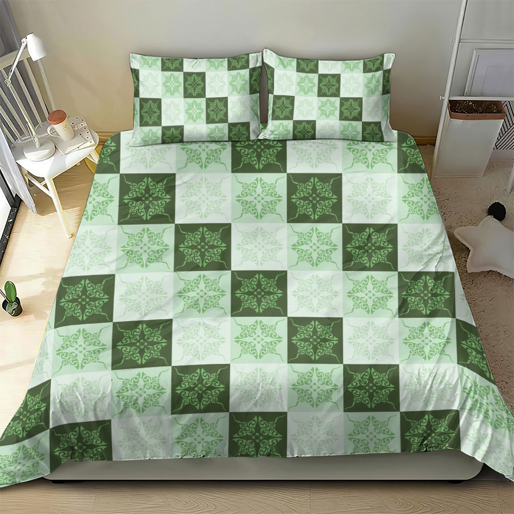 Sage Green Manta Ray Hawaiian Quilt Motif Bedding Set LT05 - Polynesian Pride