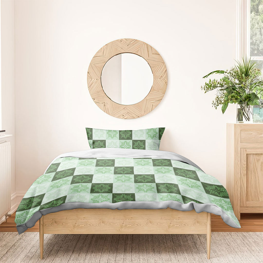 Sage Green Manta Ray Hawaiian Quilt Motif Bedding Set LT05 - Polynesian Pride
