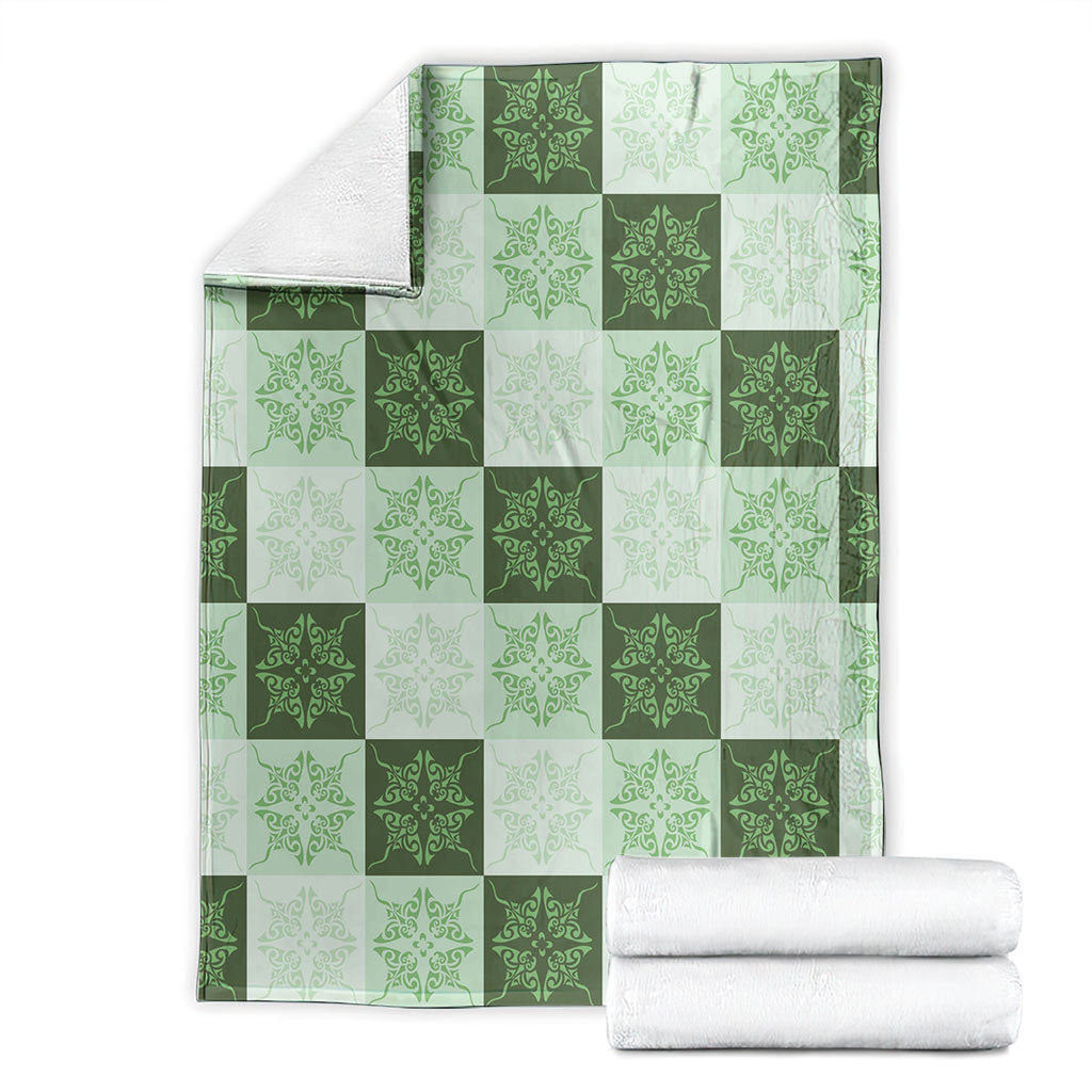 Sage Green Manta Ray Hawaiian Quilt Motif Blanket LT05 - Polynesian Pride