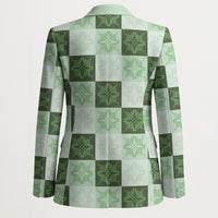 Sage Green Manta Ray Hawaiian Quilt Motif Blazer LT05 - Polynesian Pride