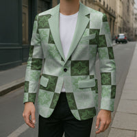 Sage Green Manta Ray Hawaiian Quilt Motif Blazer LT05 - Polynesian Pride