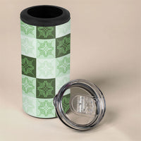Sage Green Manta Ray Hawaiian Quilt Motif 4 in 1 Can Cooler Tumbler LT05 - Polynesian Pride