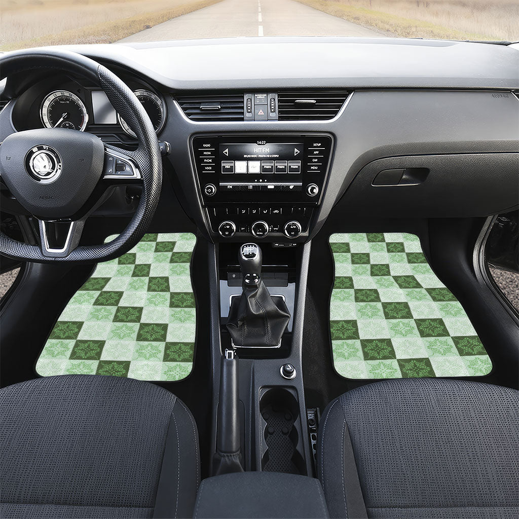 Sage Green Manta Ray Hawaiian Quilt Motif Car Mats LT05 Set 2pcs - Front Green - Polynesian Pride