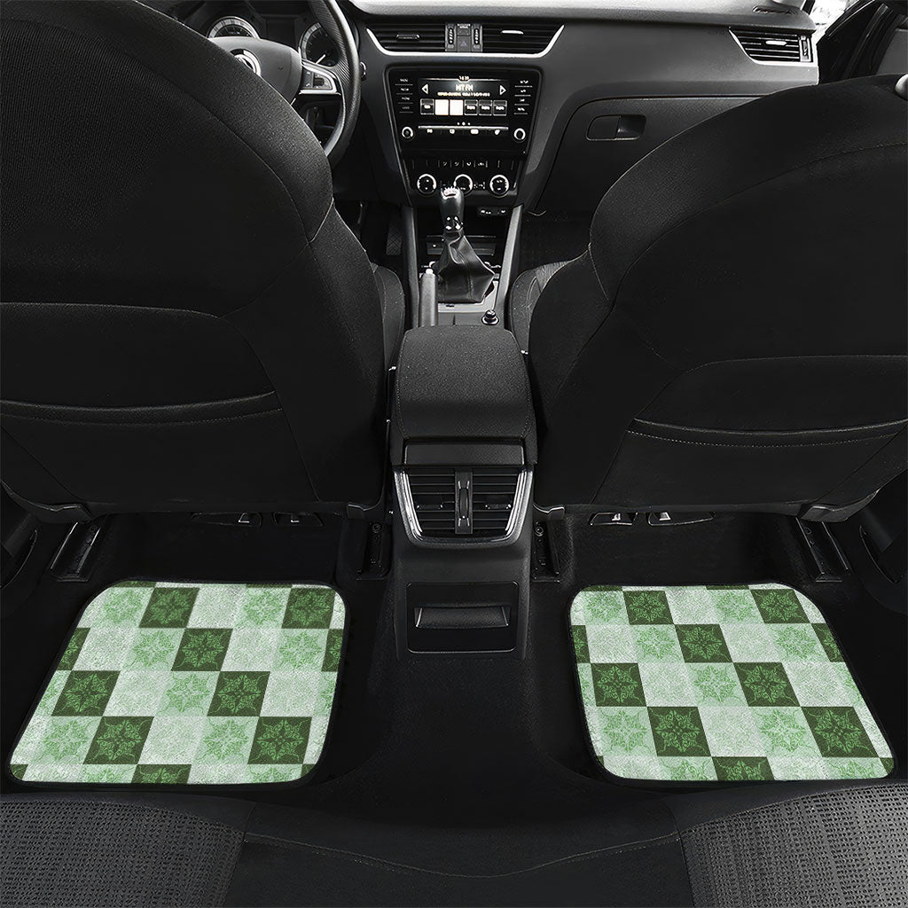 Sage Green Manta Ray Hawaiian Quilt Motif Car Mats LT05 Set 2pcs - Back Green - Polynesian Pride