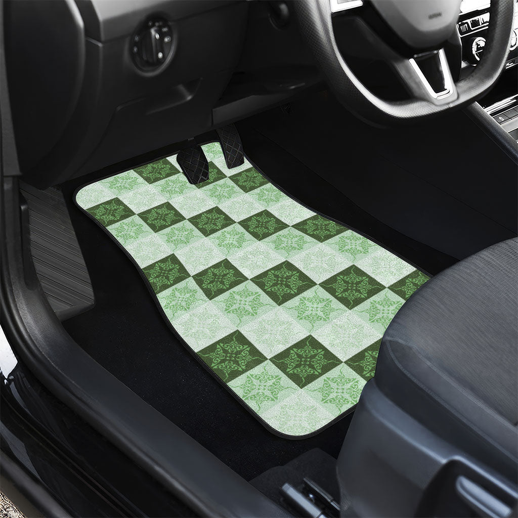 Sage Green Manta Ray Hawaiian Quilt Motif Car Mats LT05 - Polynesian Pride