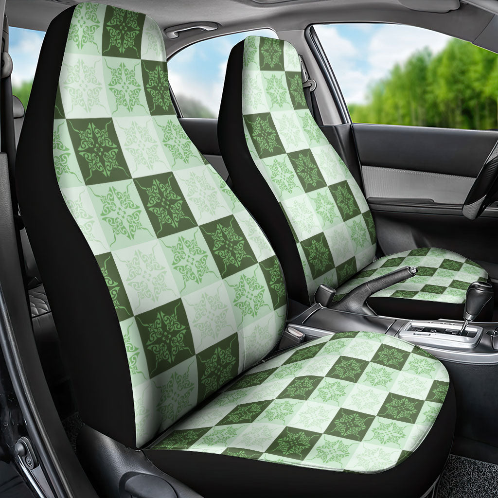 Sage Green Manta Ray Hawaiian Quilt Motif Car Seat Cover LT05 - Polynesian Pride