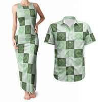 Sage Green Manta Ray Hawaiian Quilt Motif Couples Matching Tank Maxi Dress and Hawaiian Shirt LT05 Green - Polynesian Pride