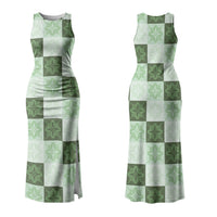 Sage Green Manta Ray Hawaiian Quilt Motif Couples Matching Tank Maxi Dress and Long Sleeve Button Shirt LT05 - Polynesian Pride