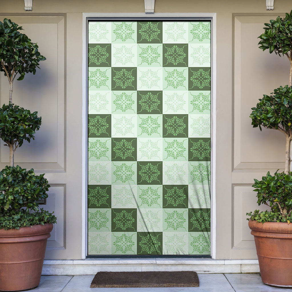 Sage Green Manta Ray Hawaiian Quilt Motif Door Cover LT05 Green - Polynesian Pride