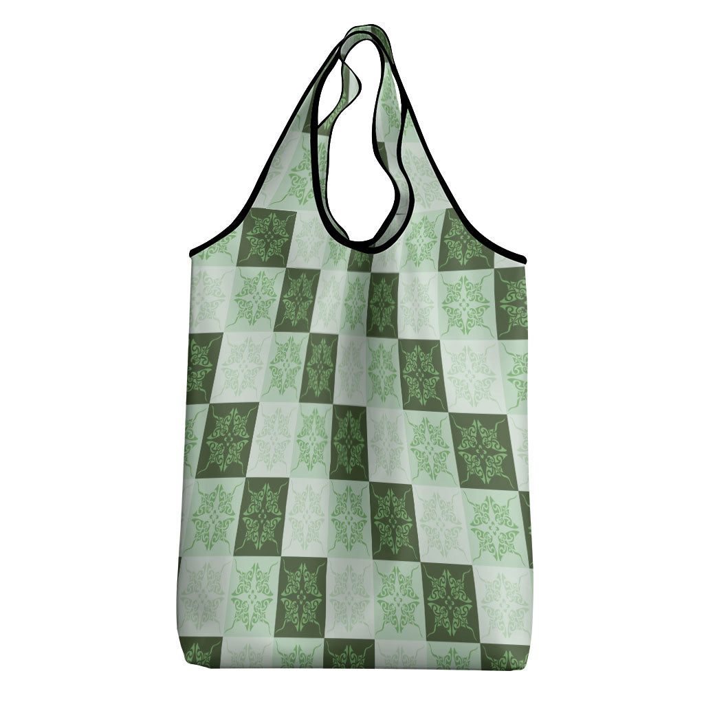 Sage Green Manta Ray Hawaiian Quilt Motif Grocery Bag LT05 - Polynesian Pride
