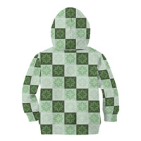 Sage Green Manta Ray Hawaiian Quilt Motif Kid Hoodie LT05 - Polynesian Pride