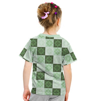 Sage Green Manta Ray Hawaiian Quilt Motif Kid T Shirt LT05 - Polynesian Pride