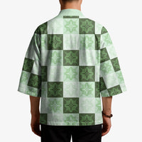 Sage Green Manta Ray Hawaiian Quilt Motif Kimono LT05 - Polynesian Pride