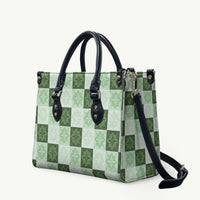Sage Green Manta Ray Hawaiian Quilt Motif Leather Bag LT05 Green - Polynesian Pride