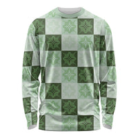 Sage Green Manta Ray Hawaiian Quilt Motif Long Sleeve Shirt LT05 Unisex Green - Polynesian Pride