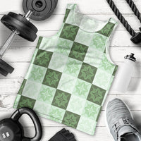 Sage Green Manta Ray Hawaiian Quilt Motif Men Tank Top LT05 - Polynesian Pride