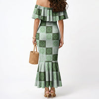 Sage Green Manta Ray Hawaiian Quilt Motif Mermaid Dress LT05 - Polynesian Pride